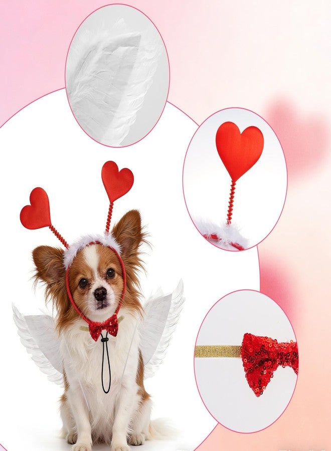 آربينشيا زيّ عيد الحب للكلاب من Rbenxia، طوق رأس على شكل قلب، ملابس كلاب مستوحاة من الحب مع طوق رأس أبيض على شكل قلب وجناح من الريش، زيّ مناسب لجلسات تصوير عيد الحب للحيوانات الأليفة، مناسب للكلاب الصغيرة والمتوسطة والكبيرة. - Image 2